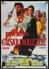 1j574 PIRATES OF MALAYSIA Yugoslavian 20x28 '64 art of swashbuckler Steve Reeves by Ciriello!