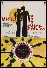 1j516 PLACE IN THE SUN Yugoslavian 19x27 '67 Montgomery Clift, Elizabeth Taylor, Sasa Nikolic art!
