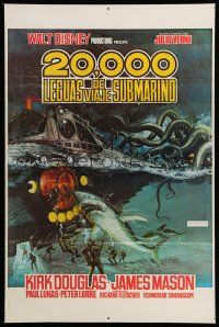 1k007 20,000 LEAGUES UNDER THE SEA Spanish/U.S. export 1sh R70s art of Jules Verne's deep sea divers!