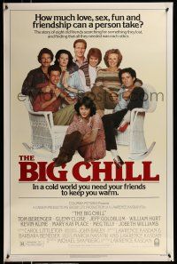 1k081 BIG CHILL 1sh '83 Lawrence Kasdan, Tom Berenger, Glenn Close, Jeff Goldblum, Hurt!