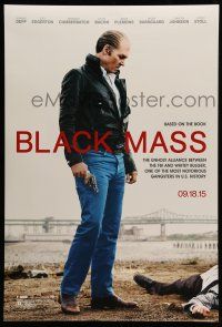 1k087 BLACK MASS teaser DS 1sh '15 cool image of balding Johnny Depp with gun and dead body!