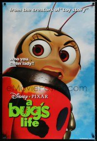 1k112 BUG'S LIFE teaser DS 1sh '98 Walt Disney Pixar CG cartoon, c/u ladybug!