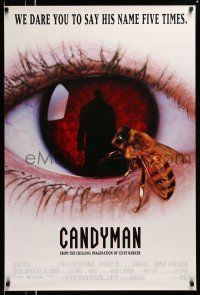 1k115 CANDYMAN 1sh '92 Clive Barker, creepy close-up image of bee in eyeball!
