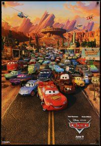 1k118 CARS advance 1sh '06 Walt Disney Pixar animated automobile racing, great cast image!