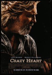 1k150 CRAZY HEART advance DS 1sh '09 great image of country music singer Jeff Bridges!