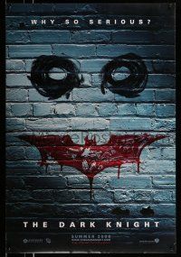 1k161 DARK KNIGHT teaser DS 1sh '08 why so serious? cool graffiti image of the Joker's face!