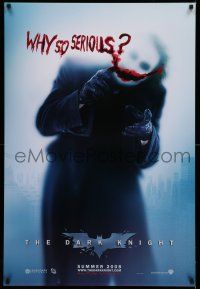 1k160 DARK KNIGHT teaser DS 1sh '08 great image of Heath Ledger as the Joker, why so serious?