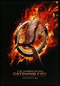 1k338 HUNGER GAMES: CATCHING FIRE teaser DS 1sh '13 Jennifer Lawrence, logo surrounded by flames!