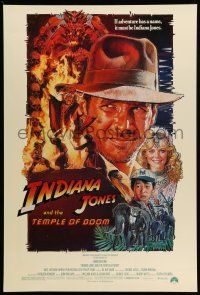 1k371 INDIANA JONES & THE TEMPLE OF DOOM 1sh '84 art of Harrison Ford & cast by Drew Struzan!
