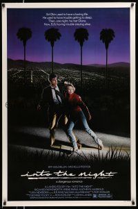 1k377 INTO THE NIGHT 1sh '85 cool image of Jeff Goldblum & Michelle Pfeiffer on the run!