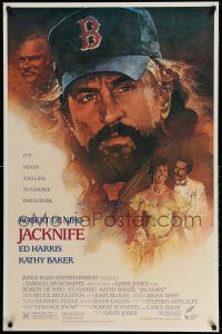 1k390 JACKNIFE 1sh '89 close-up art of Robert De Niro with beard and baseball cap!