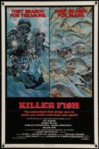 1k409 KILLER FISH 1sh '79 Lee Majors, Karen Black, piranha & divers horror artwork!