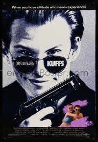 1k423 KUFFS 1sh '92 Christian Slater in shades w/gun, sexy Milla Jovovich!