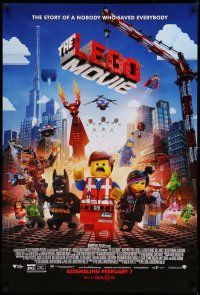 1k442 LEGO MOVIE advance DS 1sh '14 the story of a nobody who saved everybody!