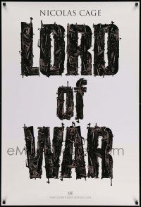 1k470 LORD OF WAR teaser 1sh '05 Nicolas Cage, cool gun title mosaic!