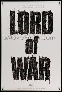 1k471 LORD OF WAR teaser DS 1sh '05 Nicolas Cage, cool gun title mosaic!