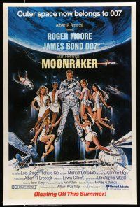 1k530 MOONRAKER advance 1sh '79 art of Roger Moore as Bond in space by Goozee!