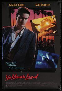 1k558 NO MAN'S LAND 1sh '87 directed by Peter Werner, Charlie Sheen, D.B. Sweeney!