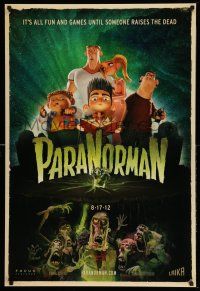 1k574 PARANORMAN advance DS 1sh '12 all fun and games until someone raises the dead!