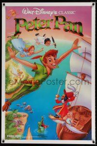 1k581 PETER PAN 1sh R89 Walt Disney animated cartoon classic, flying art by Bill Morrison!