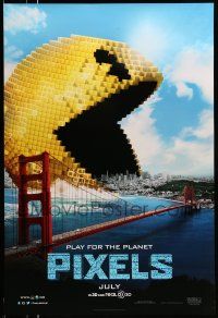 1k587 PIXELS teaser DS 1sh '15 incredible CGI image of Pac-Man gobbling up San Francisco!