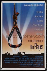 1k591 PLAYER 1sh '92 Robert Altman, Tim Robbins, great image of noose made of film!