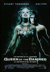 1k616 QUEEN OF THE DAMNED 1sh '01 close up of sexy vampire Aaliyah & Stuart Townsend!
