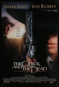 1k617 QUICK & THE DEAD 1sh '95 super close up of Sharon Stone with gun, Gene Hackman