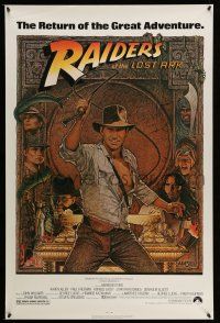 1k622 RAIDERS OF THE LOST ARK 1sh R80s great art of adventurer Harrison Ford by Richard Amsel!