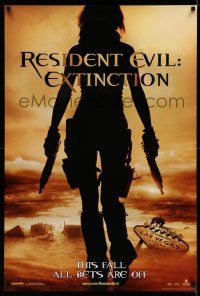 1k633 RESIDENT EVIL: EXTINCTION teaser 1sh '07 silhouette of zombie killer Milla Jovovich!
