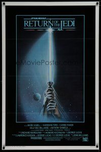 1k634 RETURN OF THE JEDI int'l 1sh '83 George Lucas, art of hands holding lightsaber by Tim Reamer!