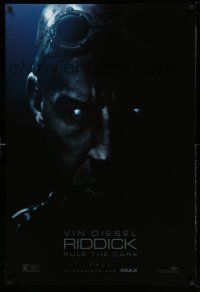 1k639 RIDDICK teaser DS 1sh '13 cool close-up of Vin Diesel w/glowing eyes!