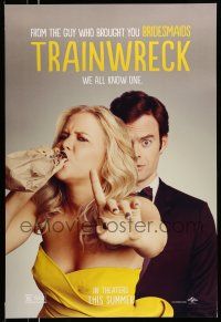 1k793 TRAINWRECK teaser DS 1sh '15 wacky image of sexy Amy Schumer drinking beer & Bill Hader!
