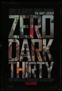 1k849 ZERO DARK THIRTY teaser DS 1sh '12 Jessica Chastain, cool title design over black background!