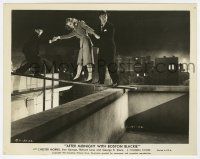 1m100 AFTER MIDNIGHT WITH BOSTON BLACKIE 8x10.25 still '43 Chester Morris helps Ann Savage on roof!