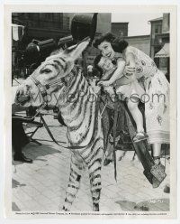 1m146 BECAUSE OF YOU candid 8.25x10 still '52 Loretta Young with kid on donkey painted like a zebra!