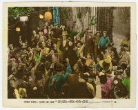 1m011 BLOOD & SAND color-glos 8x10 still '41 Tyrone Power standing over crowd cheering at party!
