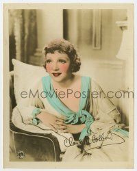 1m019 CLAUDETTE COLBERT color 8x10.25 still '30s great seated portrait with facsimile signature!