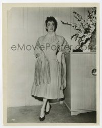 1m297 ELIZABETH TAYLOR 8x10.25 still '50s wearing a pink wool dress wrapped in fur!