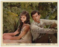 1m039 GREEN MANSIONS color 8x10 still #2 '59 Audrey Hepburn & Anthony Perkins sitting back to back!