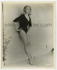 1m541 JULIE NEWMAR 8.25x10 still '61 leaning on wall showing her sexy legs from Marriage-Go-Round!