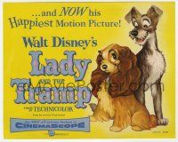 1m047 LADY & THE TRAMP color 8x10 still '55 Disney classic dog romance cartoon, cool title card!