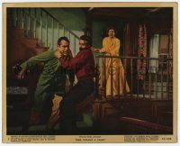 1m064 REBEL WITHOUT A CAUSE color 8x10 still #2 '55 bad James Dean grabs dad Backus as mom watches!