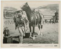 1m809 SHANE 8x10.25 still '53 close up of Alan Ladd in buckskins with hand on his revolver!
