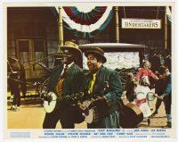 1m016 CAT BALLOU color English FOH LC '65 Nat King Cole & Stubby Kaye playing banjos in the street!