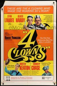 1p007 4 CLOWNS 1sh '70 Stan Laurel & Oliver Hardy, Buster Keaton, Charley Chase!