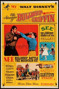 1p020 ADVENTURES OF BULLWHIP GRIFFIN style A 1sh '66 Disney, beautiful belles, mountain ox battle!
