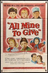 1p031 ALL MINE TO GIVE 1sh '57 Glynis Johns, Cameron Mitchell, great artwork of children!