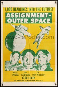 1p055 ASSIGNMENT-OUTER SPACE 1sh R60s Antonio Margheriti directed, Italian sci-fi Space Men!