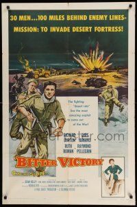 1p101 BITTER VICTORY 1sh '58 Nicholas Ray, Richard Burton, cool WWII desert battle artwork!